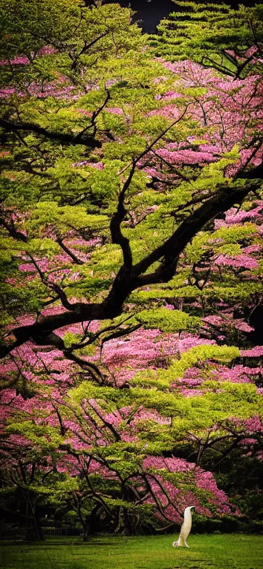 Prompt: “ a portrait photo of tyrannosaurus at a sakura tree, side shot, by shunji dodo, 8 k resolution, high quality ”