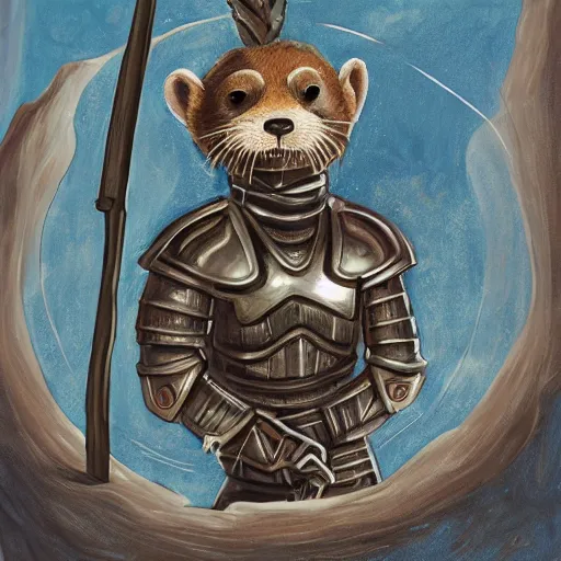 Prompt: portrait of warrior otter, shiny armor, by lindsey kustusch.