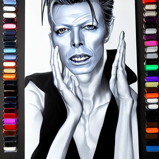 Image similar to portrait of david bowie, art by artgerm