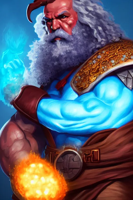 Prompt: character portrait of buff barbarian karl marx with shining blue body painting, dungeons and dragons, trending on artstation, award winning, stylized painting, concept art, 4 k, 8 k