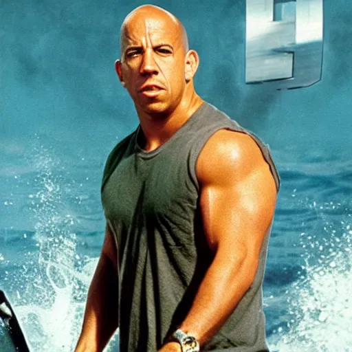 Image similar to jaws 8 movie poster starring vin diesel, fast and furious