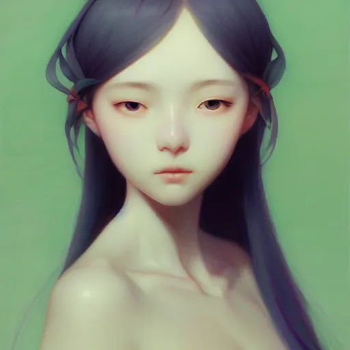 Image similar to a u detail beautiful painting of anime girl, hsiao ron cheng, ngai victo, nivanh chanthara jean delville wlop and dougherty patrick, trending on artstation, soft light