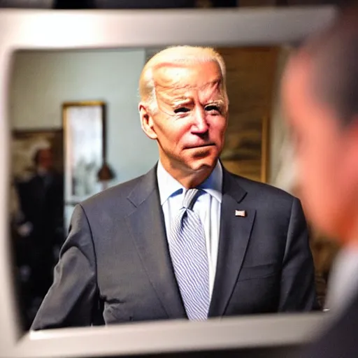 Image similar to joe biden looking at barack obama in the mirror