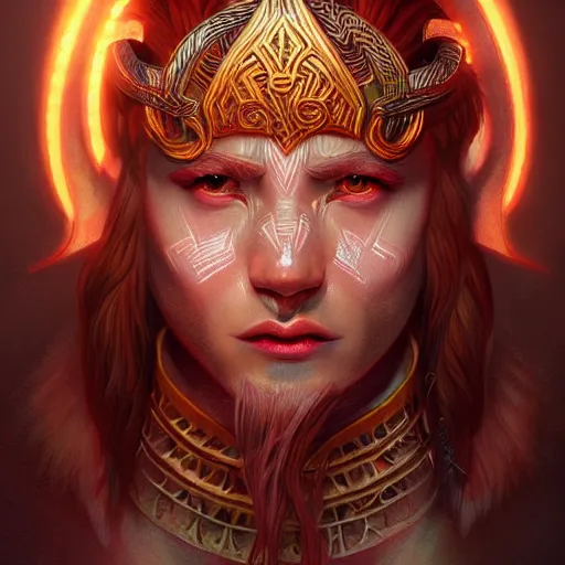 Image similar to Dramatic portraiture of Uuen, the Pictish god of stags, mixed media, trending on ArtStation, by Viktor Vasetnov and ArtGerm, luminism