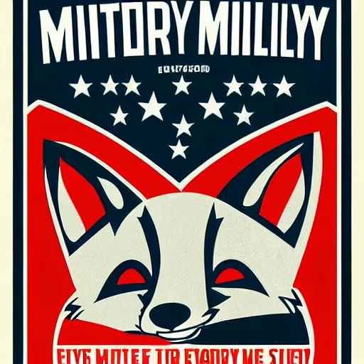 Image similar to modern military foxes, propaganda poster