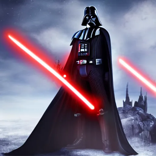 Image similar to darth vader, as an enemy on a still from kingdom hearts ii