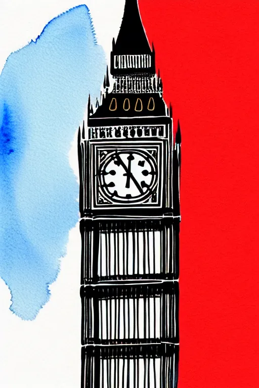 Image similar to minimalist watercolor art of big ben, illustration, vector art