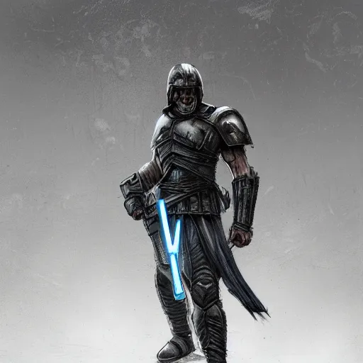 Image similar to Spartan warrior holding lightsaber, ready to battle, Dynamic lighting, cinematic, establishing shot, extremely high detail, foto realistic, cinematic lighting, pen and ink, intricate line drawings, post processed, concept art, artstation, matte painting, style by Raphael Lacoste, Eddie Mendoza