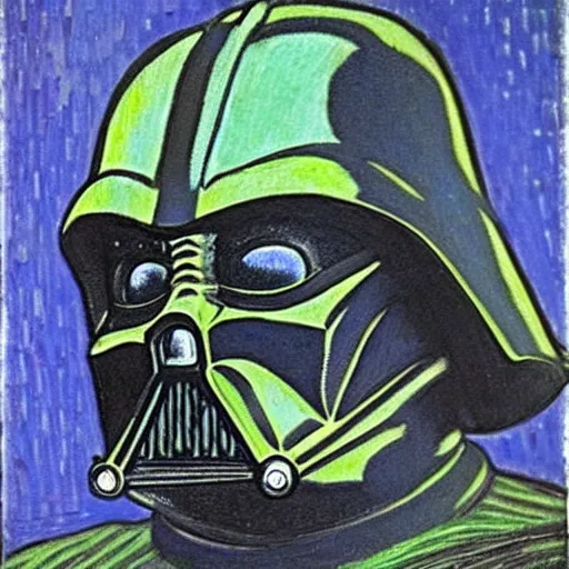 Image similar to darth vader by van gogh, highly detailed, portrait