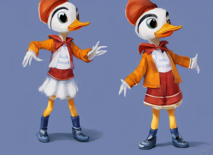 Prompt: award - winning detailed concept art of a cute iconic anthropomorphic little duck character wearing a sailor suit. art by wlop on bcy. net, realistic. detailed feathers, art by cheng yi. artstationhd, artgerm, disney pixar zootopia