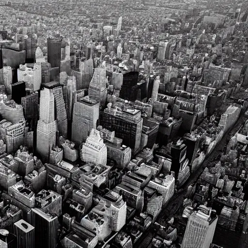 Image similar to isometric aerial view of Manhattan at dusk, infrared film