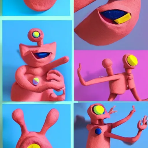 Prompt: colourful claymation art, pinterest, behance,