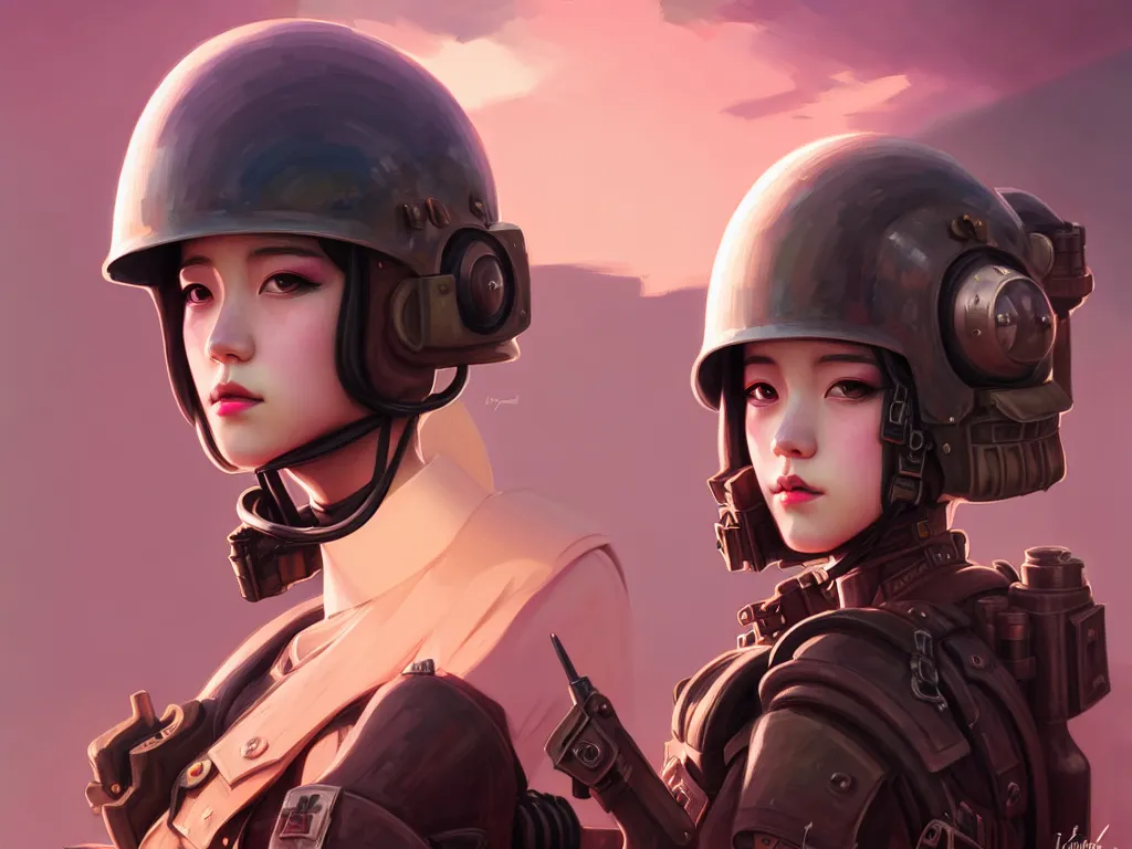 Prompt: portrait blackpink jisoo of dieselpunk soldier girl, helmet, desert, armored, highly detailed, digital painting, face detail, sharp focus, art, illustrations by loish and ayanamikodon and irakli nadar and rossdraws and wlop