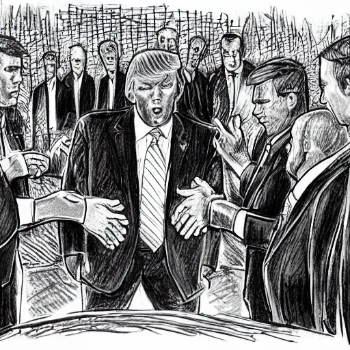 a perfect hand drawn picture of donald trump being put | Stable ...