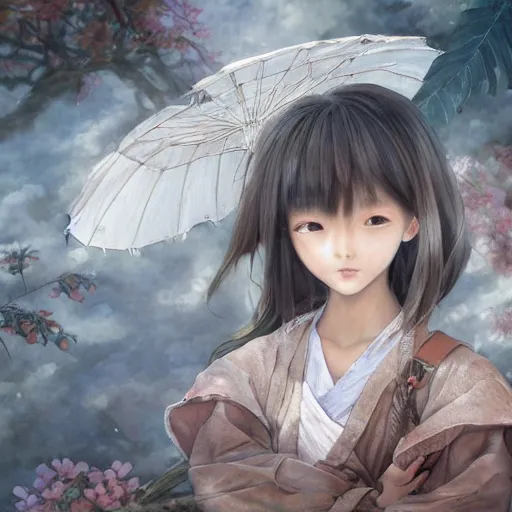 Image similar to dynamic composition, motion, ultra-detailed, incredibly detailed, a lot of details, amazing fine details and brush strokes, colorful and grayish palette, smooth, HD semirealistic anime CG concept art digital painting, watercolor oil painting of a Japanese schoolgirl, by a Chinese artist at ArtStation, by Huang Guangjian, Fenghua Zhong, Ruan Jia, Xin Jin and Wei Chang. Realistic artwork of a Chinese videogame, gradients, gentle an harmonic grayish colors.