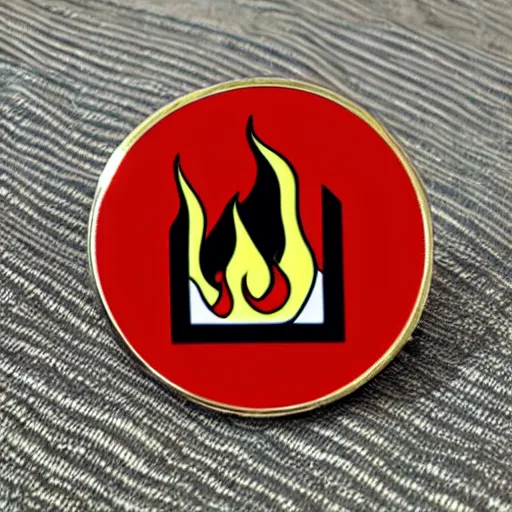 Image similar to retro minimalistic clean fire warning enamel pin