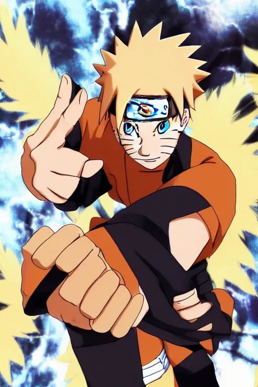 Prompt: Naruto flipping you off with both hands