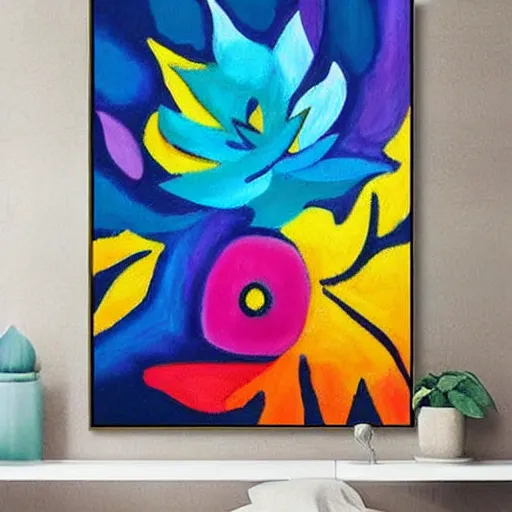 Prompt: award-winning large colorful abstract flowers art painting
