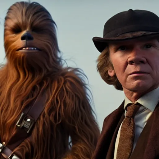 Prompt: Han Solo and Chewbacca in an episode of Peaky Blinders