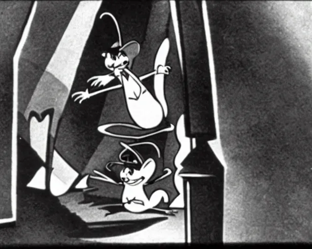 Image similar to Tom and Jerry, German Expressionism