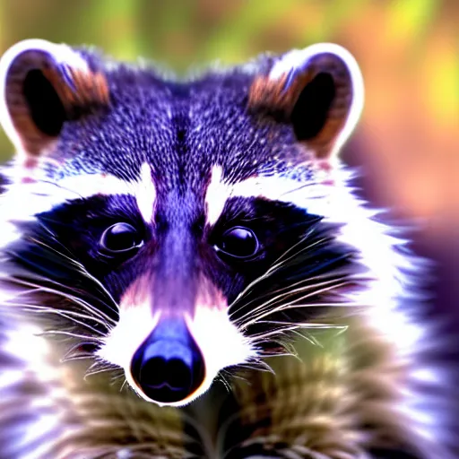 Image similar to a portrait photo of a beautiful racoon planning a party