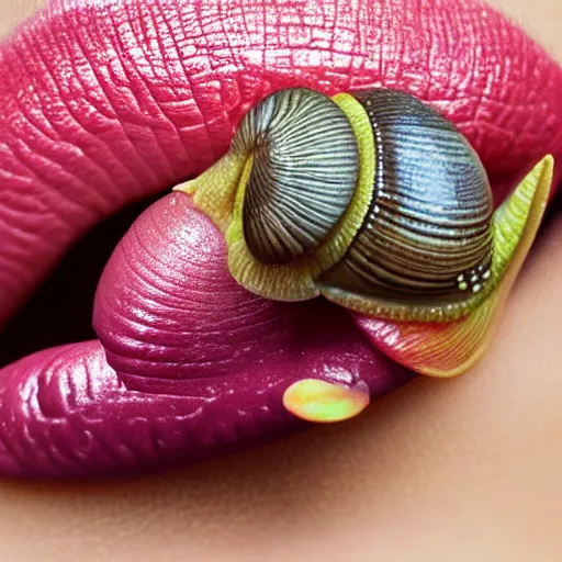 Image similar to snail eating lipstick