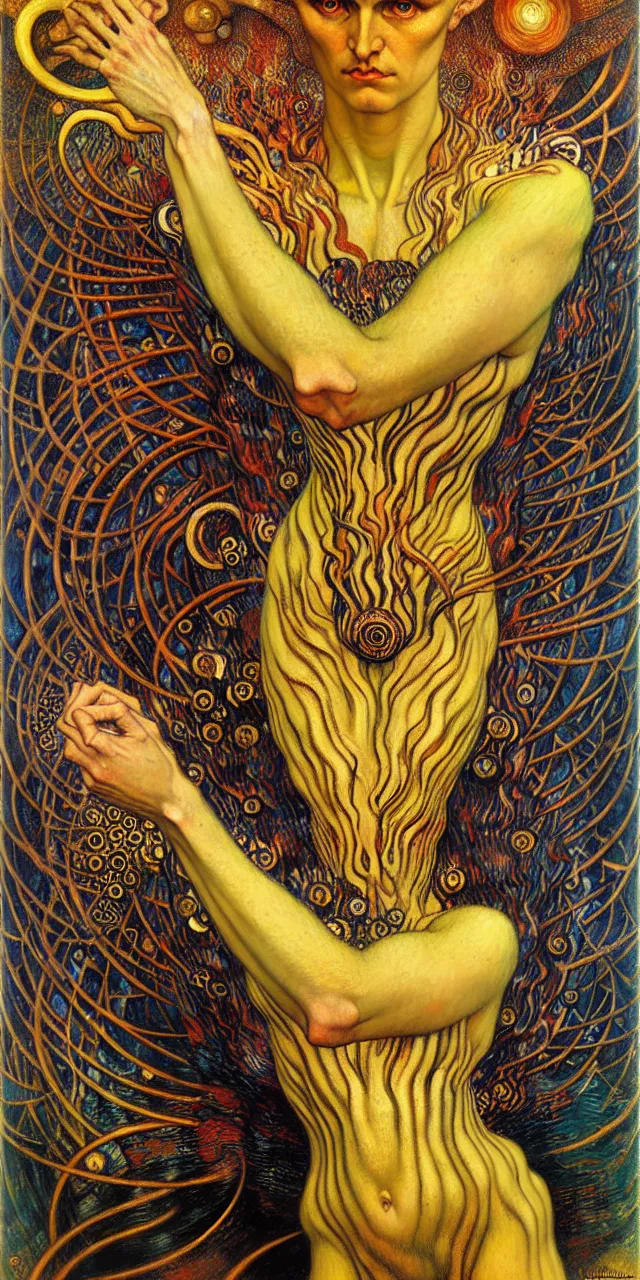 Image similar to Divine Chaos Engine by Karol Bak, Jean Delville, William Blake, Gustav Klimt, and Vincent Van Gogh, symbolist, visionary