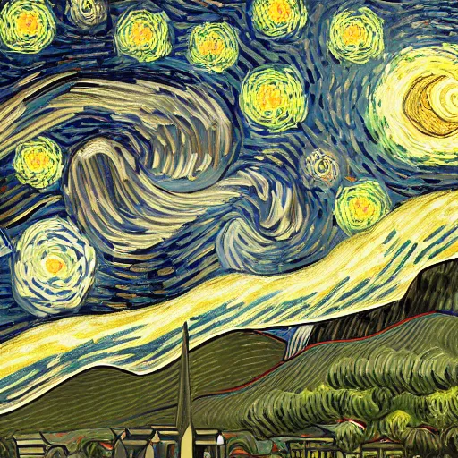 Image similar to starry night with unicorns by van gogh intricate detail, finely detailed, small details, extra detail, photorealistic, high resolution, vray, hdr, hyper detailed, insane details, intricate, elite, ornate, elegant, luxury, dramatic lighting, octane render, weta digital, micro details, 3 d sculpture