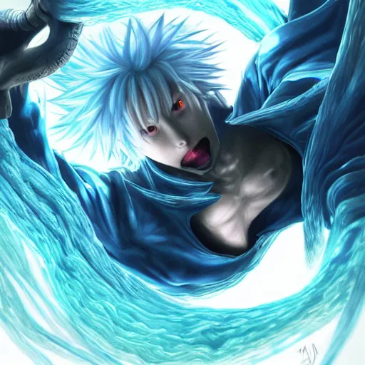 Image similar to rimuru tempest, tensei shitara slime datta ken, highly detailed, professional digital painting, concept art, extreme illustration, unreal engine 5, photorealism, hd quality, 8 k, black hoodie, cinematic, art by andy warhol, artgerm, yoshitaka amano, wataru kajika, junji ito