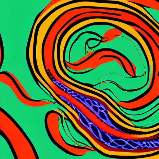 Image similar to digital art of a surreal electric eel