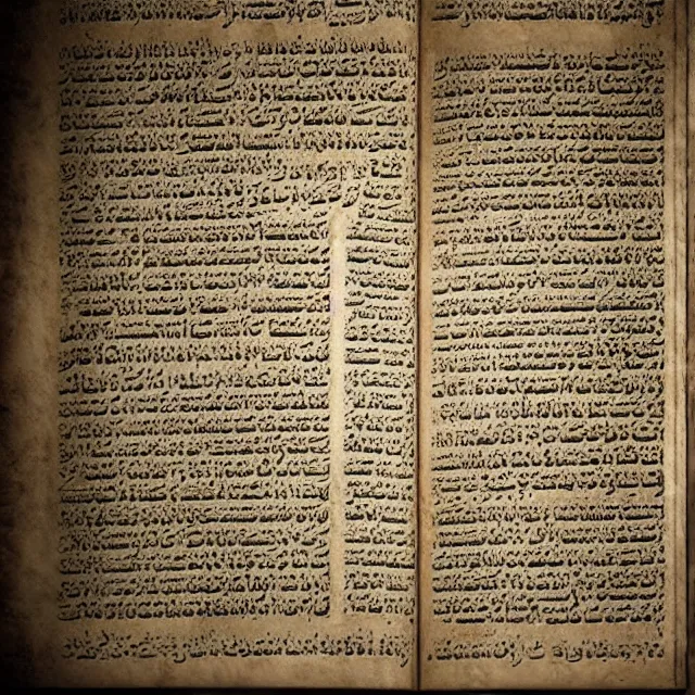 Image similar to ultra - realistic photo an evil - looking dead sea scroll with nabeatean aramaic in short sideways columns, dark, brooding, volume lighting, atmospheric lighting, painted, intricate, ultra detailed by leesha hannigan, thierry doizon, kai carpenter, well composed, best on artstation, cgsociety, epic, stunning, gorgeous, intricate detail, wow, masterpiece