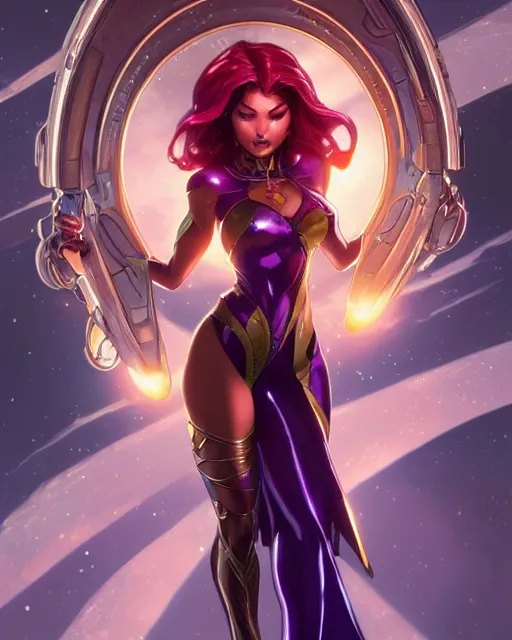 Image similar to ultra realistic illustration, danielle campbell as starfire anime, intricate, elegant, highly detailed, digital painting, artstation, concept art, smooth, sharp focus, illustration, art by artgerm and greg rutkowski and alphonse mucha and wlop