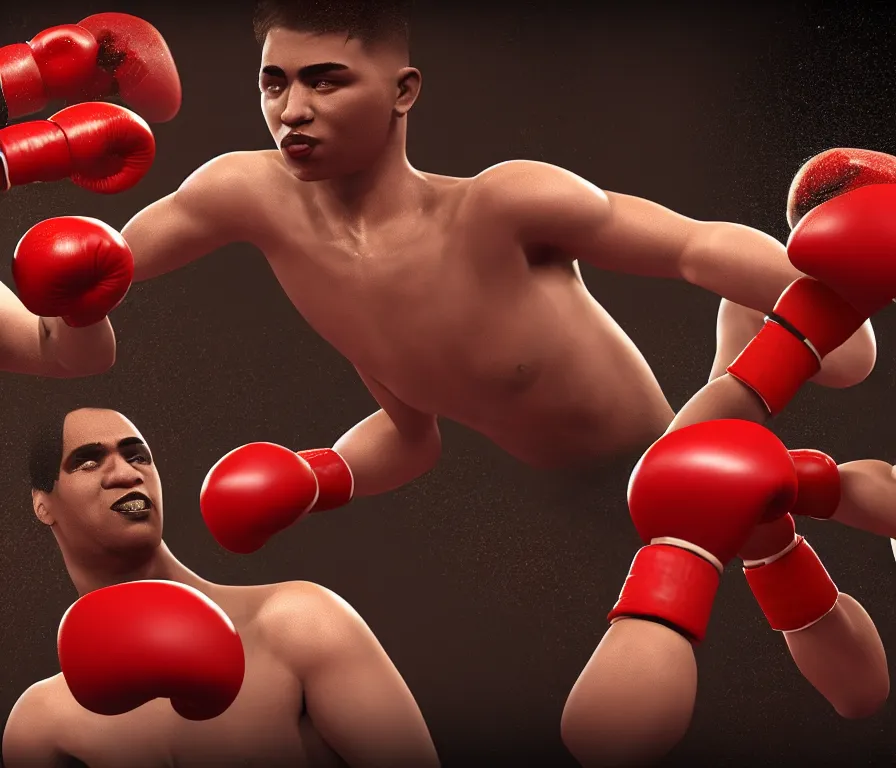 Image similar to Domino's pizza in a boxing match with Pizza Hut, deviantart, cinematic, 8k