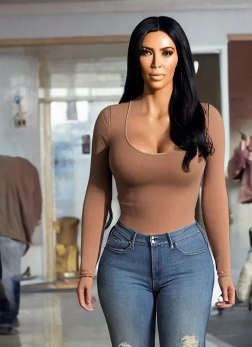 Image similar to film still of kim kardashian as smokey in the movie Friday,