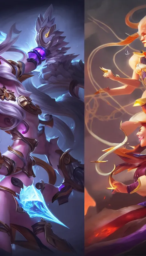 Image similar to the two complementary forces that make up all aspects and phenomena of life, by League of Legends concept artists