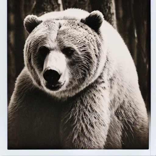 Prompt: a very beautiful polaroid picture of a bear, award winning photography