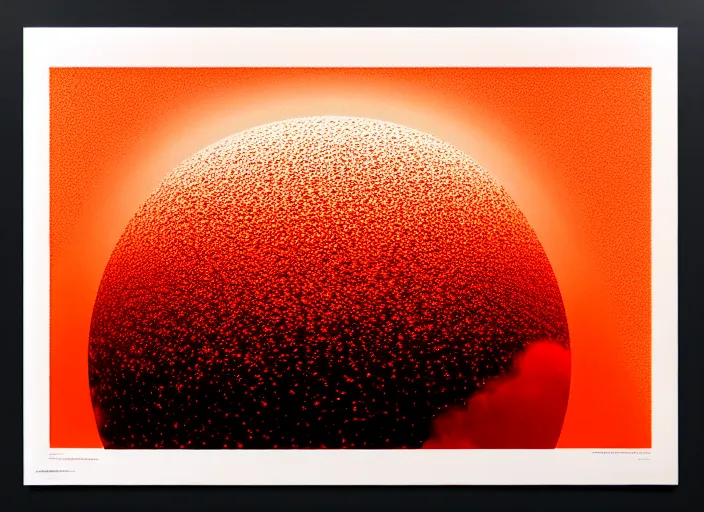 Image similar to the planet earth on fire view from space,risograph Mads Berg, Karolis Strautniekas, film noir, stippled light, dramatic lighting,editorial illustration, detailed, matte print, dark orange, red, black, screen print