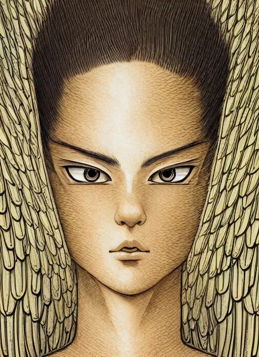 Prompt: highly detailed picture of great angel, manga, perfectly face, highly detailed, masterpiece, artstation, golden ratio, fantastic, perfect intricate highly detailed, detailed, painting by akira, masashi kishimoto,, digital lines, 8 k