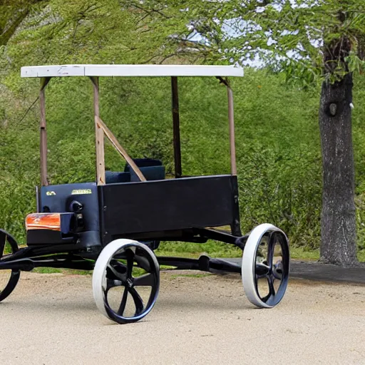 Prompt: amish buggy with huge wheels and suspension