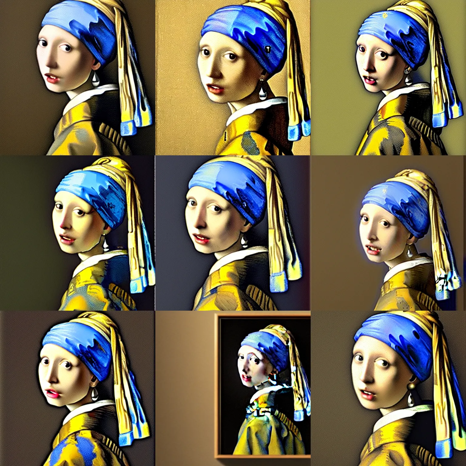 Prompt: spurdo spärde with a pearl earring, Johannes Vermeer, oil painting