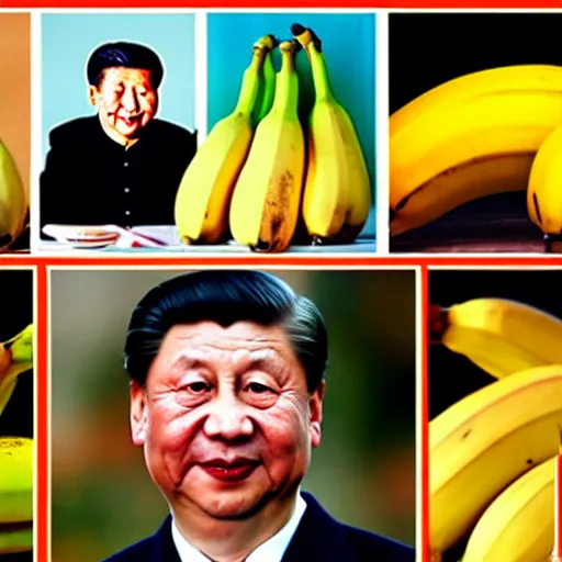 Image similar to Chinese president with bananas, dragon, fight, flaming mountain, painting