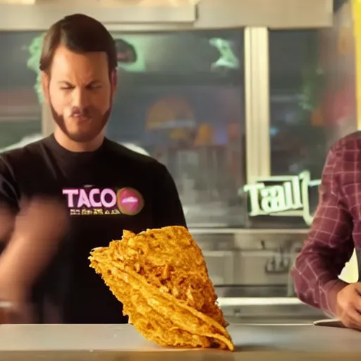 Prompt: Taco Bell commercial for the new double cheesy feces taco, loaded with double portions of cow shit, soft diffused light