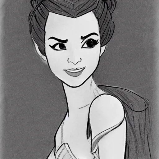 Image similar to milt kahl sketch of victoria justice as princess padme from star wars episode 3