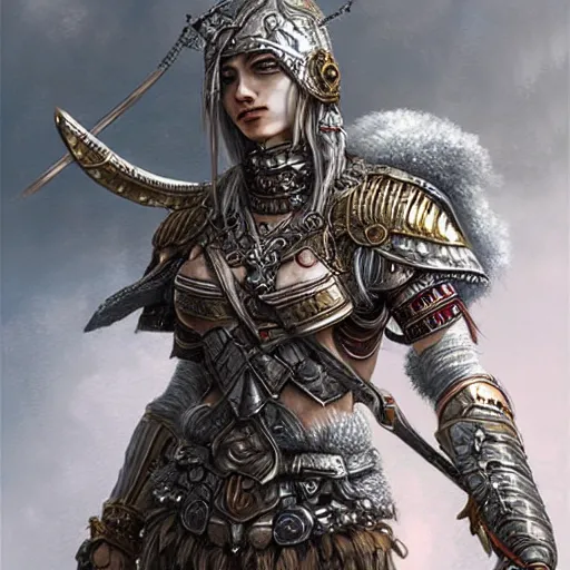 Image similar to beautiful extremely detailed intricate concept art depicting a warrior by wlop. shining jewelry. bcy. net