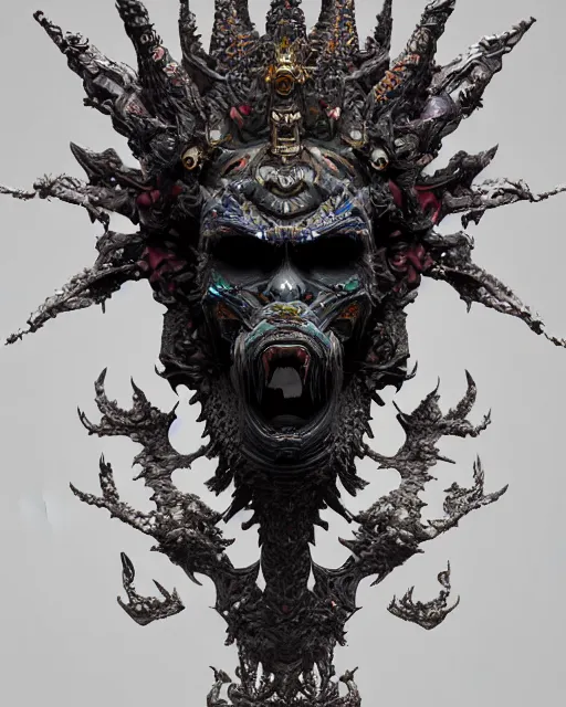 Image similar to 3 d ornate carved dark cosmic king with profile portrait, sigma 5 0 0 mm f / 5. beautiful intricate highly detailed quetzalcoatl skull. bioluminescent, plasma, lava, ice, water, wind, creature, thunderstorm! artwork by tooth wu and wlop and beeple and greg rutkowski, 8 k trending on artstation