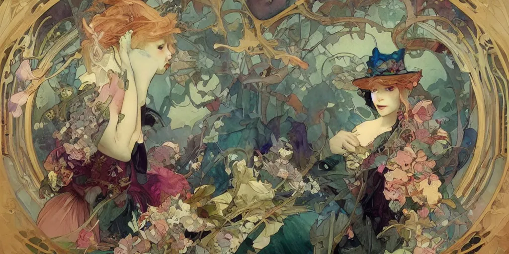 Prompt: a beautiful insanely intricate watercolor painting of alice in wonderland, reflexions, colorfull, by william turner art, by greg rutkowski, by alphonse mucha, by james jean, by rossdraws, by frank franzzeta, by sakimichan, trending on artstation, insanely detailed, masterpiece,