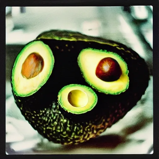 Prompt: “a city inside an avocado, Polaroid photograph”