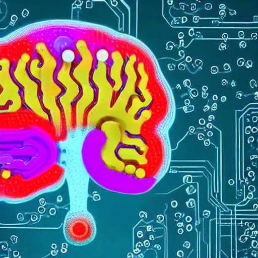 Prompt: a human brain made of electronics