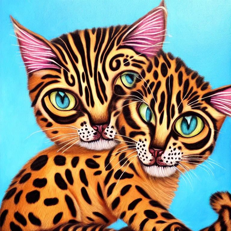 Prompt: magical realism painting of a celestial leopard cat spirit