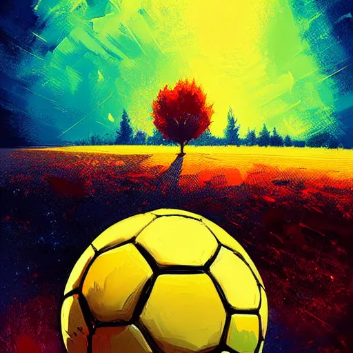 Image similar to soccer ball by alena aenami and annato finnstark